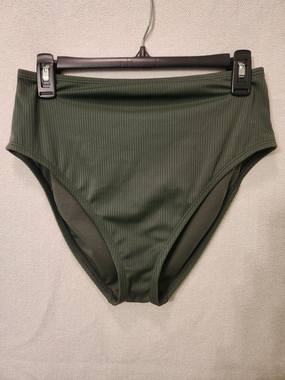 Shade & Shore Olive Ribbed High-Rise Bikini Bottom